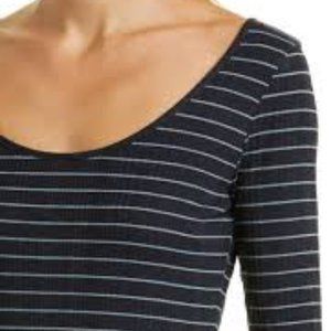 NWT VINCE Variegated Rib Striped Scoop Neck T-Shirt